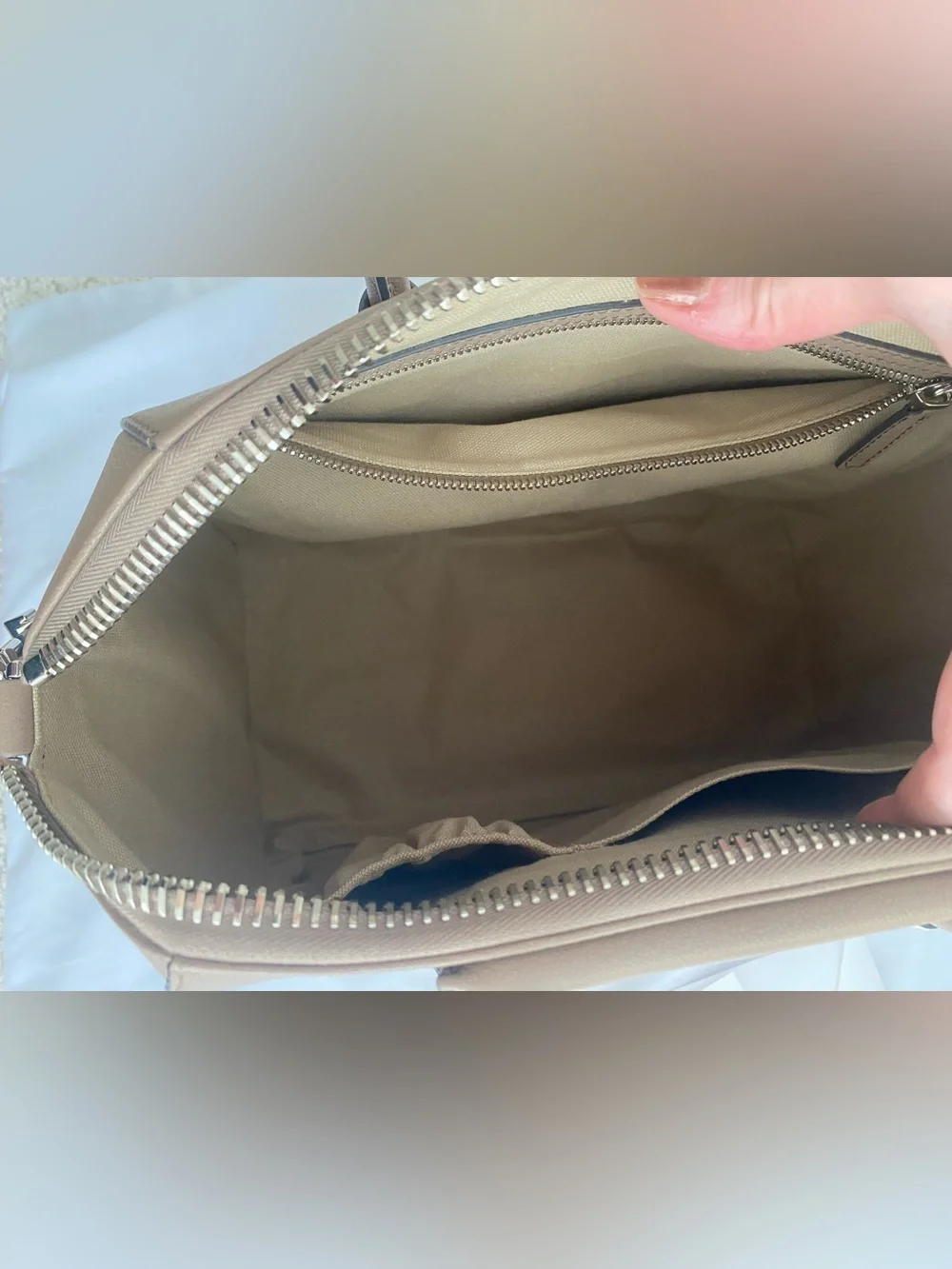 Givenchy Antigona Medium Sugar Linen Taupe Shoulder Top Handle Bag EUC